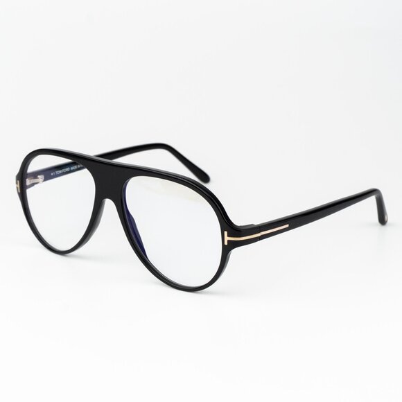 Tom Ford Women Eyeglasses Shiny Black Blue Block Pilot FT5012-B/V 001 BRAND NEW - Picture 4 of 12